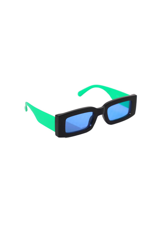 Sleek Retro Rectangle Black/Aqua Sunglasses - TB - BondMenSunglasses