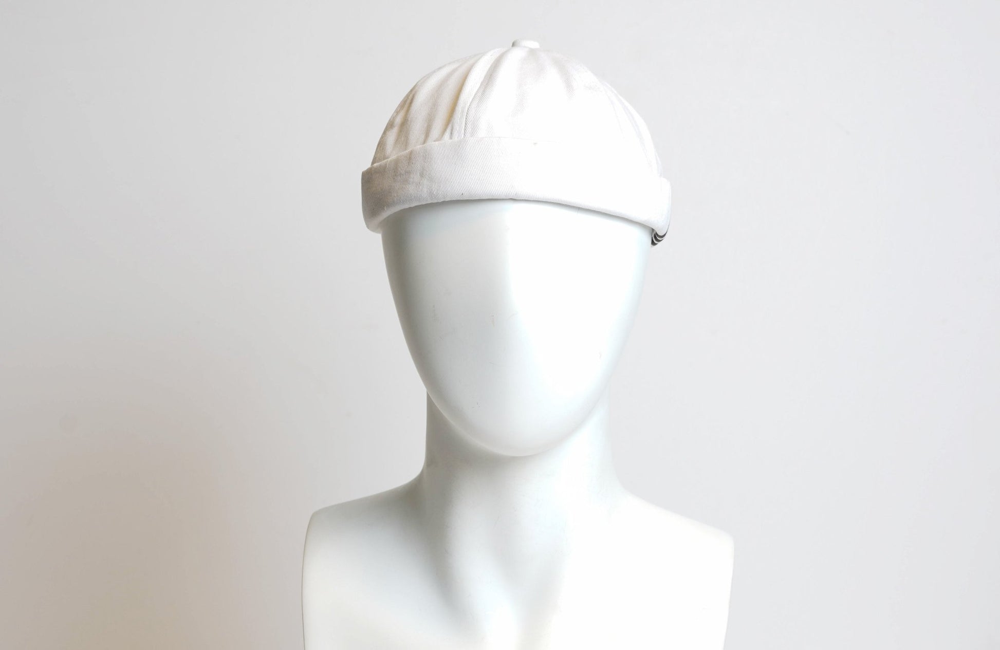 White Canvas Docker Brimless Adjustable hat, Beanie Hat, men's hat